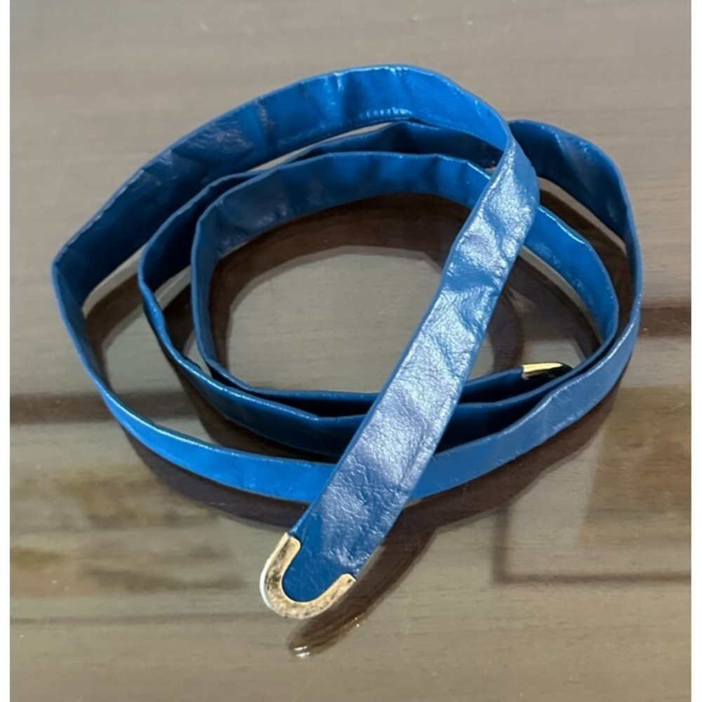 Calderon Women's Tie Belt Electric Blue Silver‎ Made in USA Vintage 58''